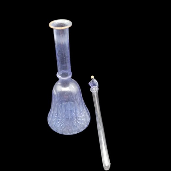 Egyptian Hand Blown Glass Perfume Bottle Blue W/Gold Trim 6.5" READ - Picture 4 of 5